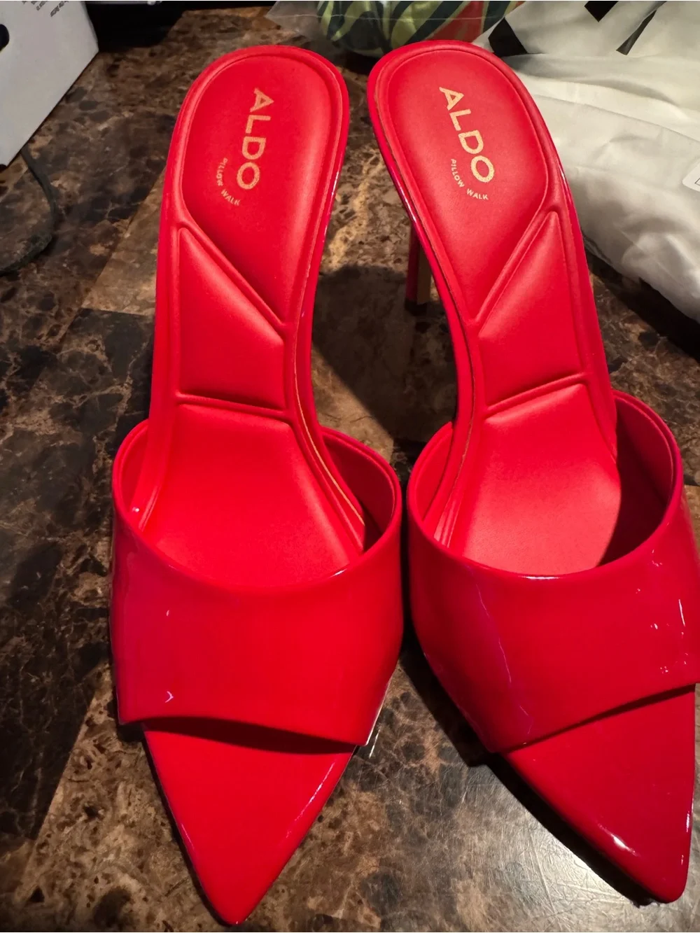 ALDO Red Patent Pointed-Toe Stiletto Mules - Picture 4 of 4
